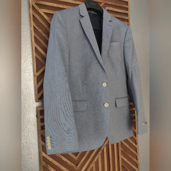 EXPRESS PHOTOGRAPHER FITTED men Blue soft style suit Jacket Blazer size 36s - Picture 8 of 11